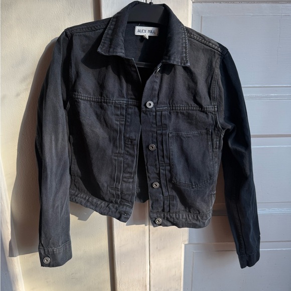 Alex Mill Trucker Jacket Washed Black Recycled Denim - Picture 4 of 6